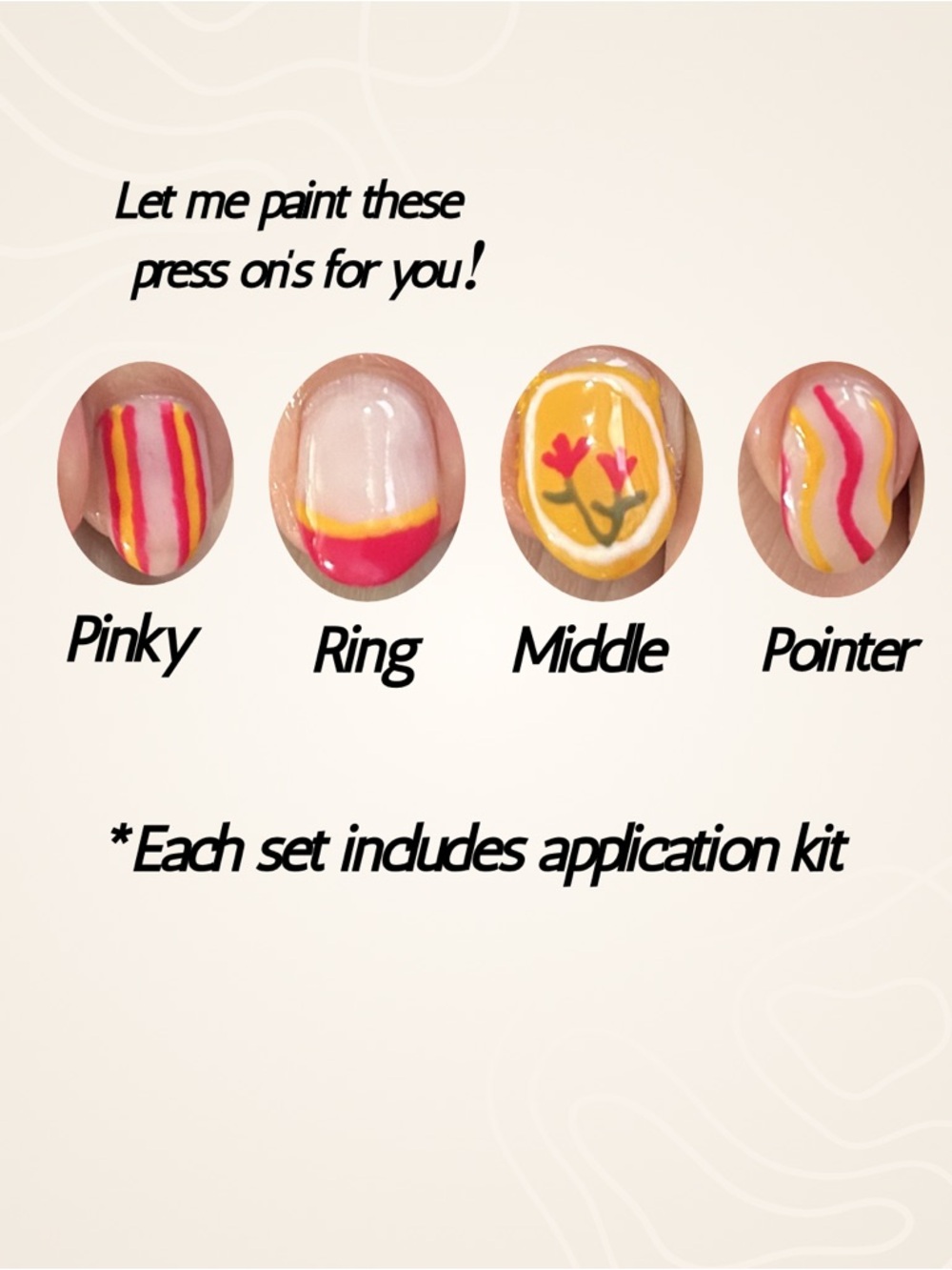 Customizable Yellow & Pink Floral Press-On Nail Set!